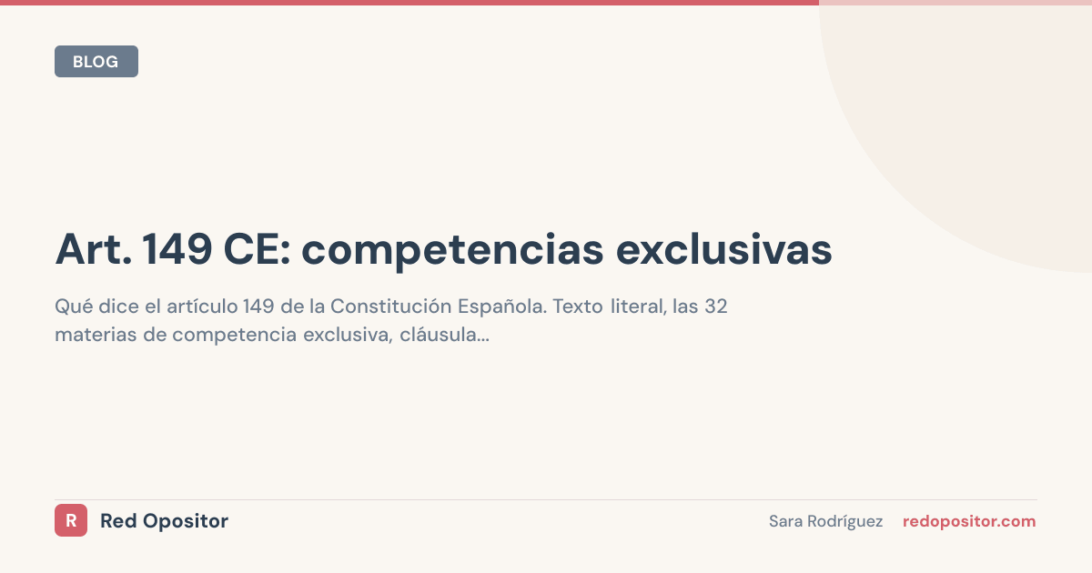 Art. 149 CE: 32 competencias del Estado | Examen