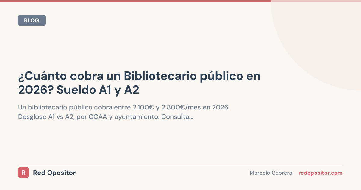 Sueldo bibliotecario público 2026: ¿cuánto gana? (1.600-2.400€ netos)