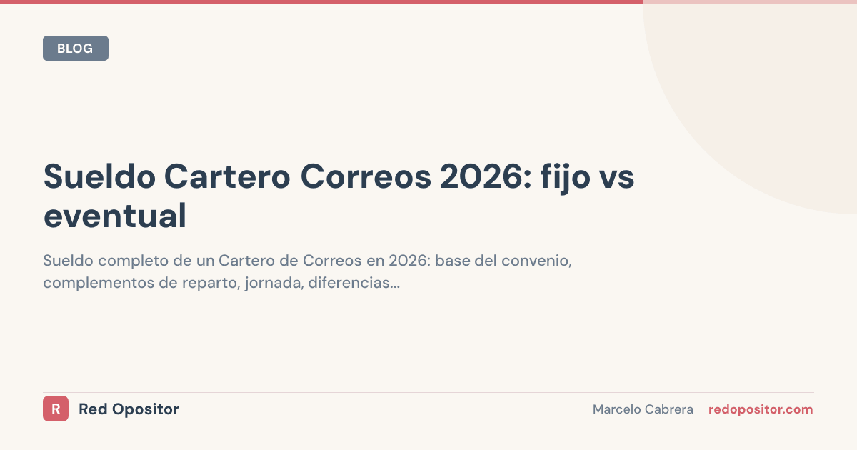 Sueldo Cartero Correos 2026: 1.200-1.600 EUR/mes