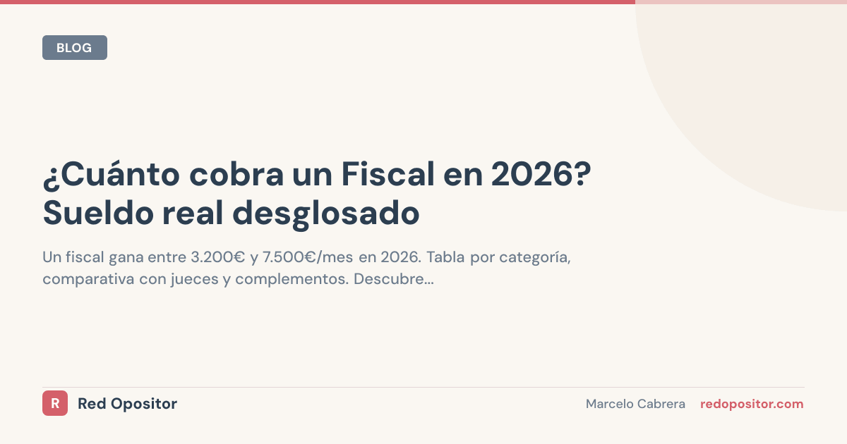 Sueldo fiscal 2026: ¿cuánto cobra realmente? (2.600-5.900€ netos)