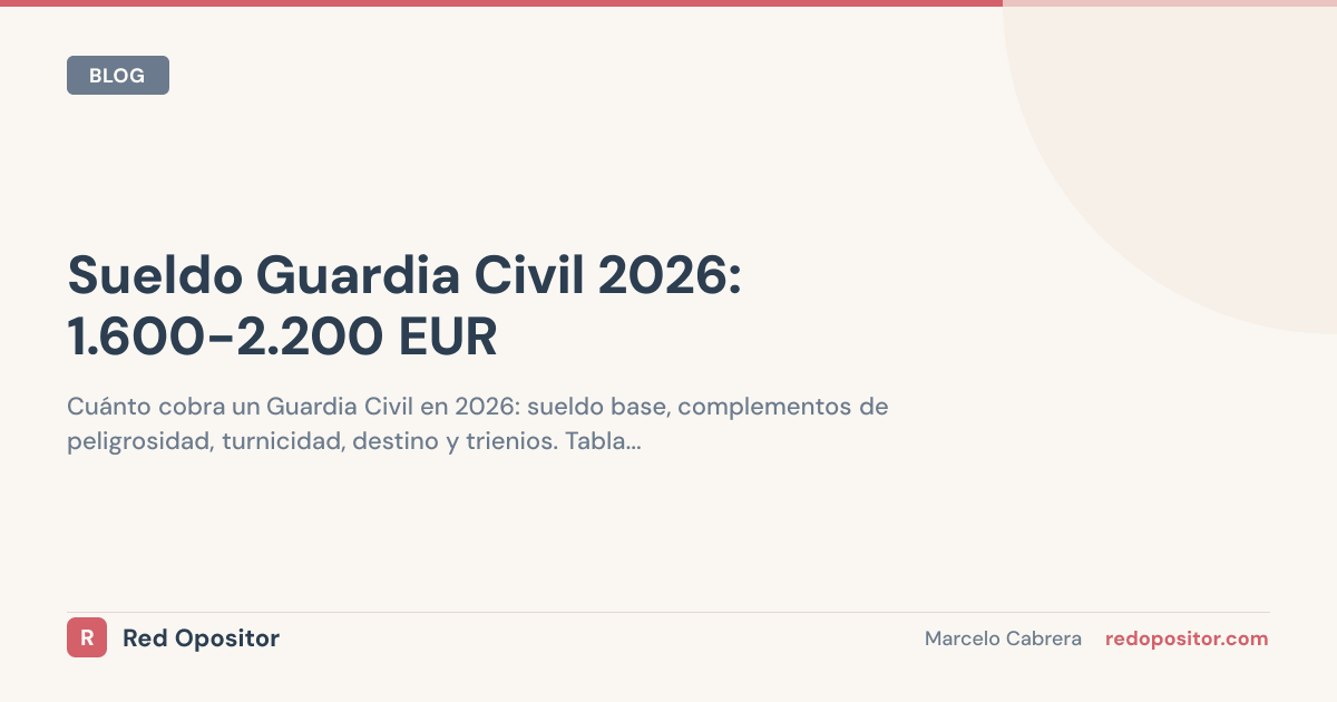 Sueldo Guardia Civil 2026: ¿cuánto cobra? (1.500-2.800€ netos + complementos)