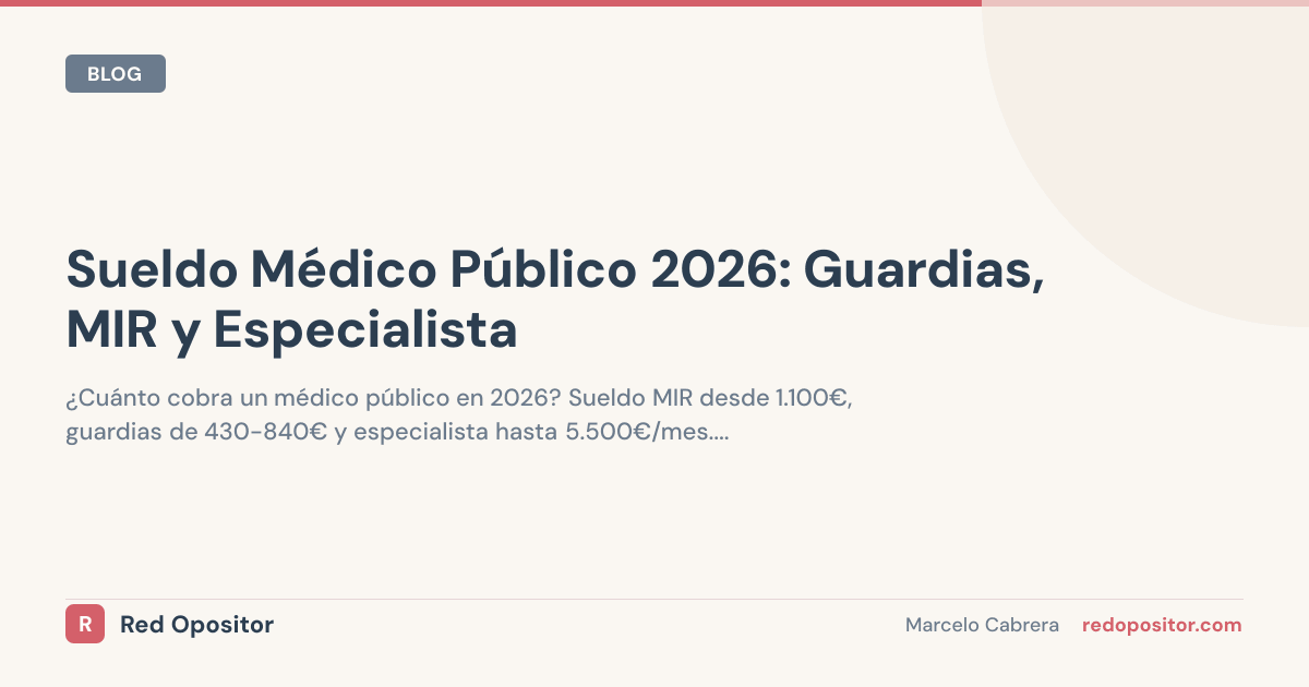 Sueldo médico público 2026: ¿cuánto cobra? (2.300-3.600€ netos)