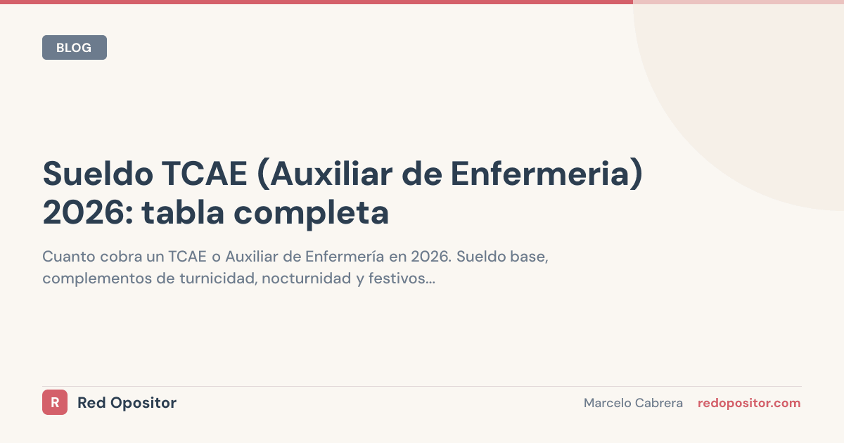 Sueldo TCAE 2026: ¿cuánto cobra realmente? (1.400-1.900€ netos)