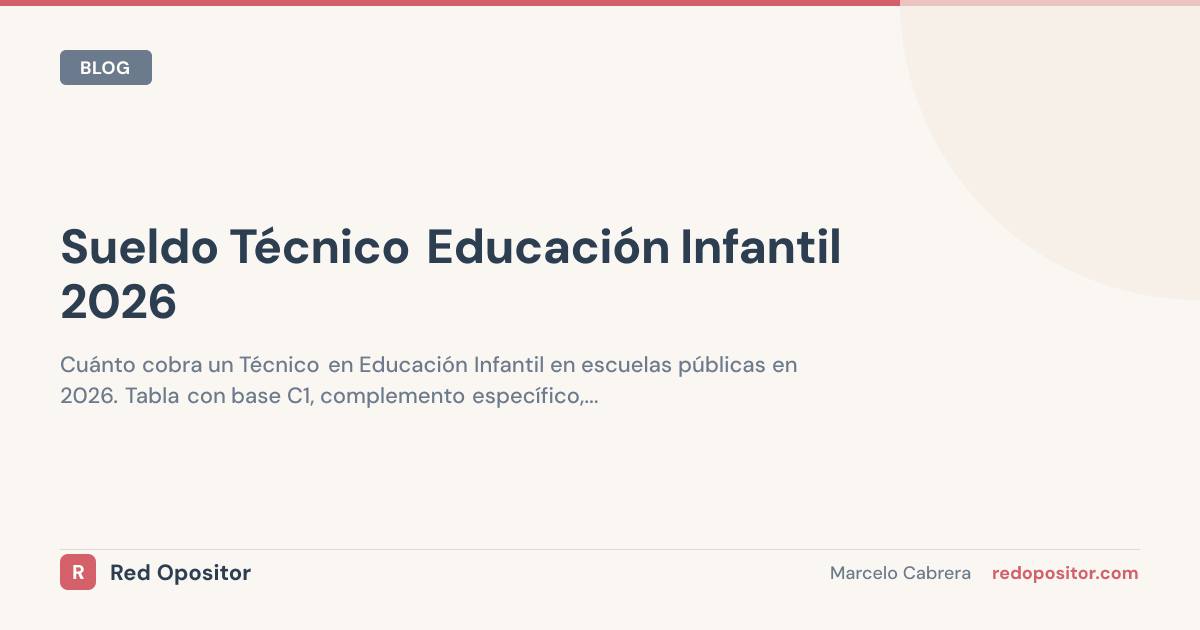 Sueldo Técnico Educación Infantil 2026: ¿cuánto cobra? (1.500€-2.200€ netos)