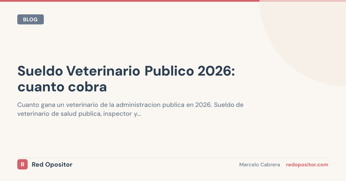 Sueldo Veterinario Público 2026: 2.200-3.200€/mes