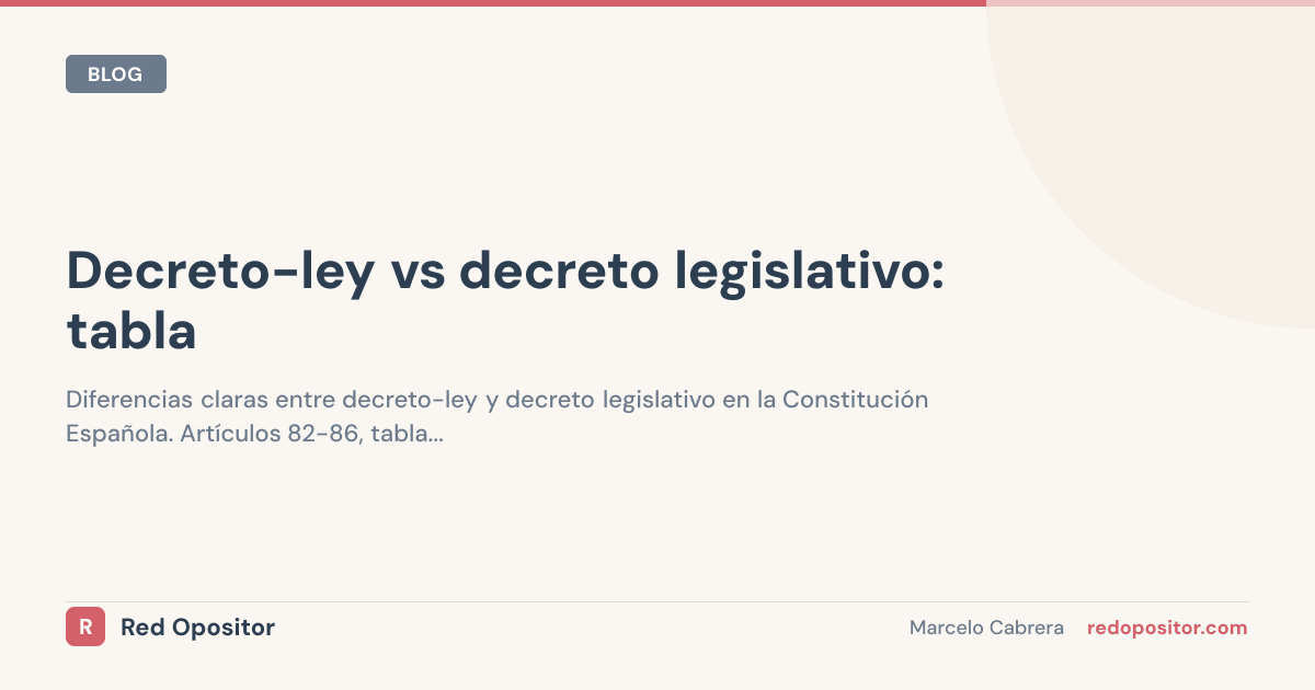 Decreto-ley vs decreto legislativo: tabla