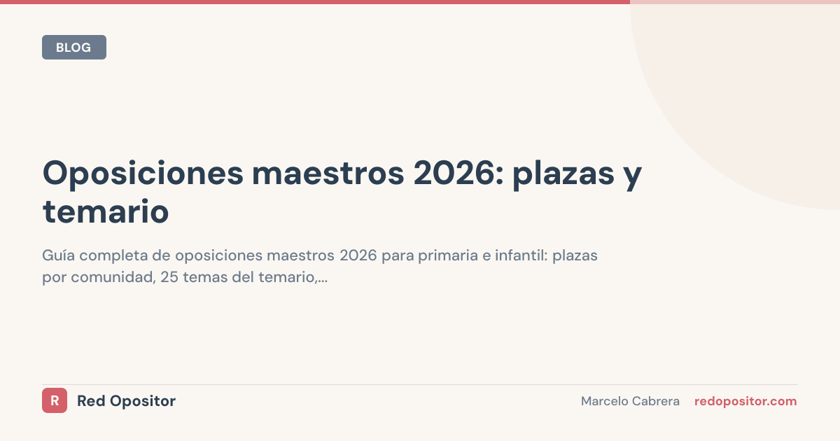 Oposiciones Maestros 2026: +15.000 Plazas [Guía]