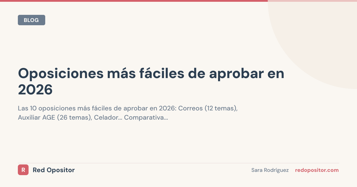 Oposiciones más fáciles de aprobar en 2026: ranking con plazas y ratio