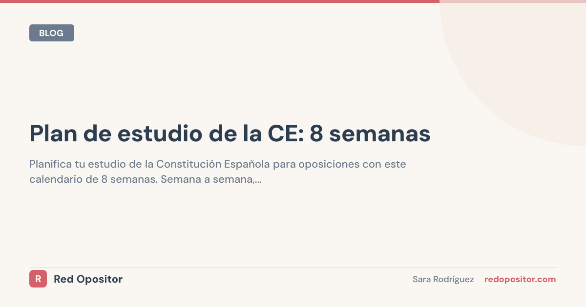 Plan de estudio de la CE: 8 semanas