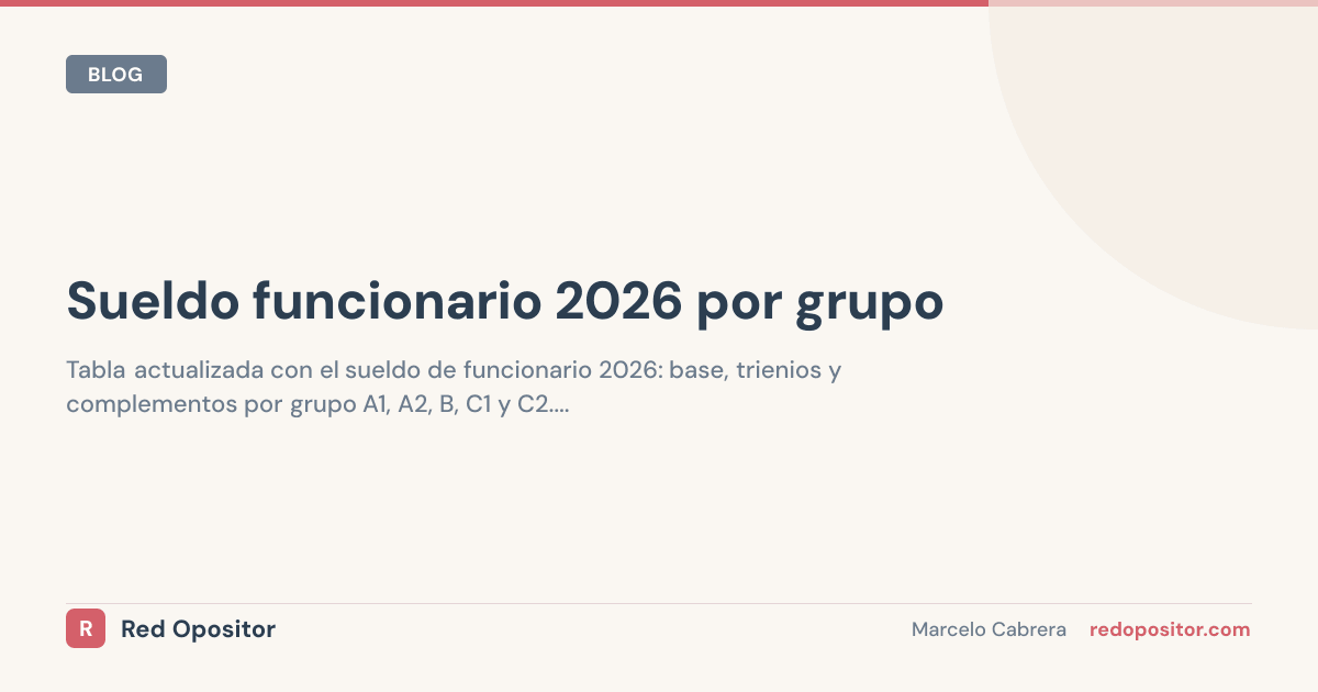Sueldo funcionario 2026 por grupo: tabla salarial completa A1, A2, C1, C2