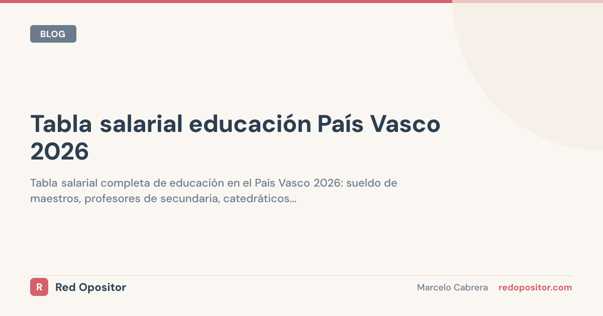 Tabla Salarial Educación País Vasco 2026: Sueldos, Trienios y Sexenios